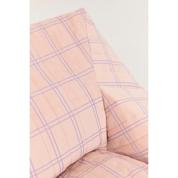 Pouf fauteuil Chelsea Eco-velours - Pink purple windowpane