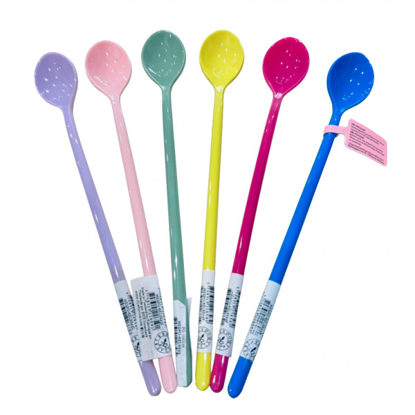 Lot de 6 longues cuillères mélamine - Multicolore