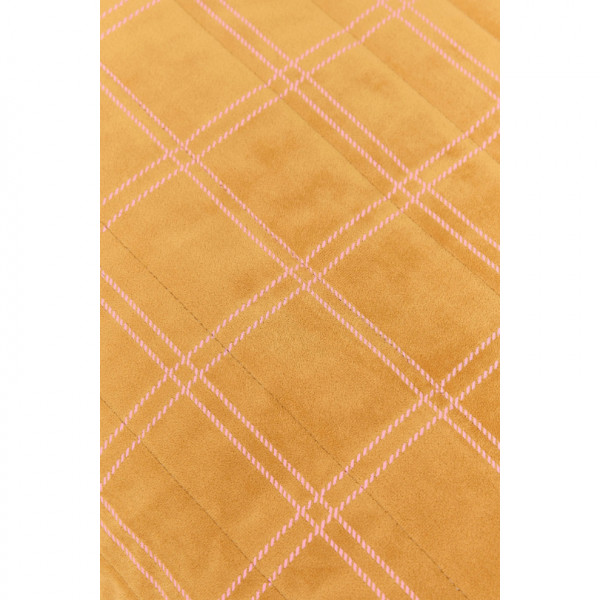 Long pouf enfant Oasis eco-velours - Ochre pink windowpane