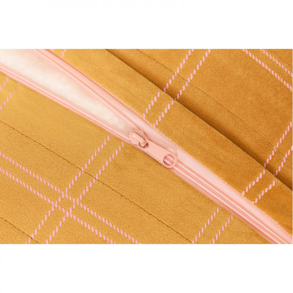 Long pouf enfant Oasis eco-velours - Ochre pink windowpane