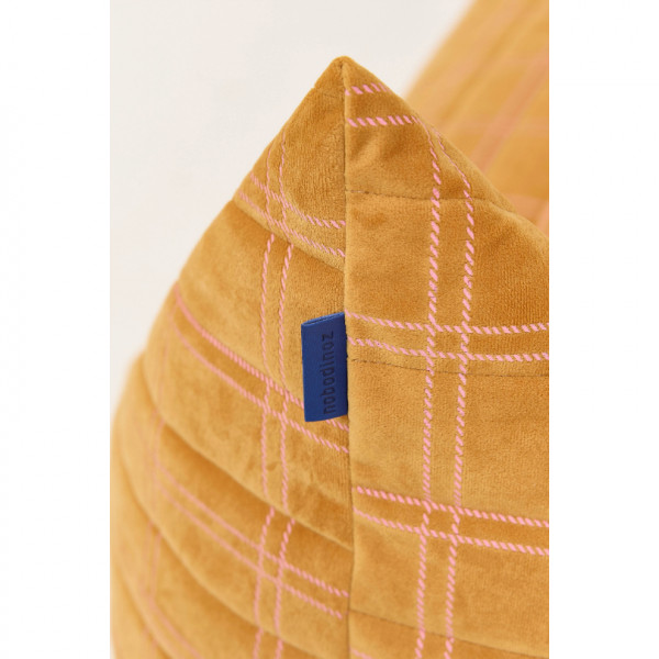 Long pouf enfant Oasis eco-velours - Ochre pink windowpane