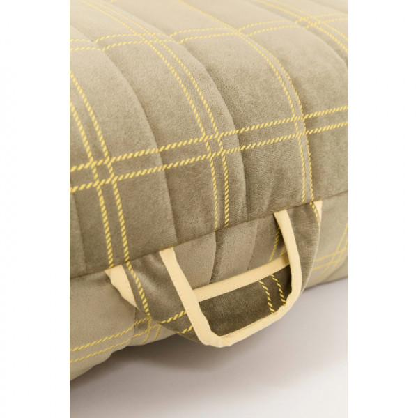 Long pouf enfant Oasis eco-velours - Light green lemon windowpane