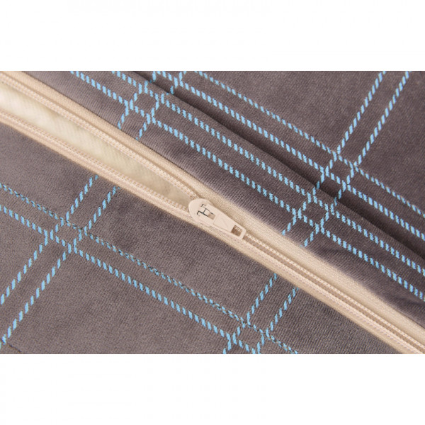 Long pouf enfant Oasis eco-velours - Grey blue windowpane