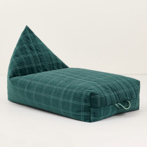 Long pouf enfant Oasis eco-velours - Green mint windowpane