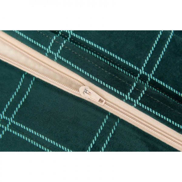 Long pouf enfant Oasis eco-velours - Green mint windowpane