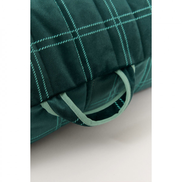 Long pouf enfant Oasis eco-velours - Green mint windowpane