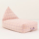 Long pouf enfant Oasis eco-velours - Pink purple windowpane