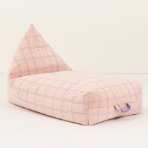 Long pouf enfant Oasis eco-velours - Pink purple windowpane