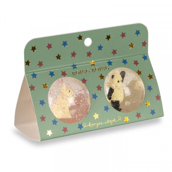 Lot de 2 balles rebondissantes 3D - Bunny & Panda