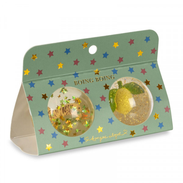 Lot de 2 balles rebondissantes 3D - Citron et Tigre