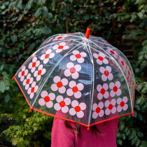 Parapluie enfant transparent - Marguerite rose