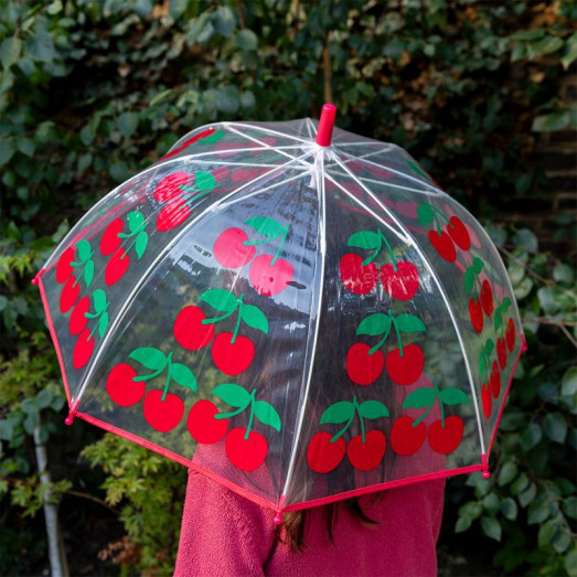 Parapluie enfant transparent - Cerise