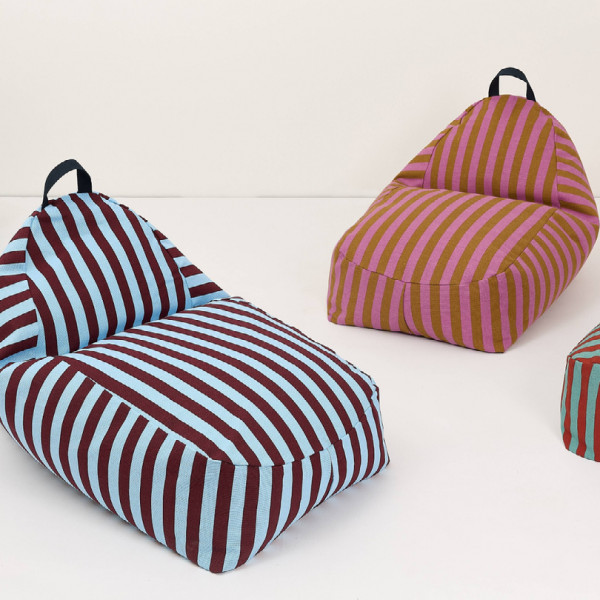 Long pouf enfant Bliss - Pink curry stripes