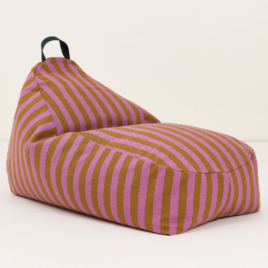 Long pouf enfant Bliss - Pink curry stripes