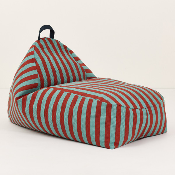 Long pouf enfant Bliss - Red teal green stripes