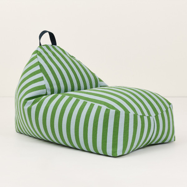 Long pouf enfant Bliss - Green blue stripes