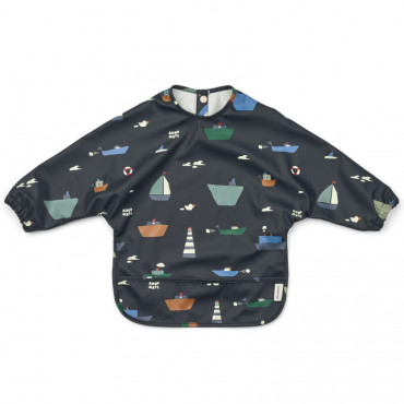 Bavoir à manches plastifié Merle - Sailing Classic navy