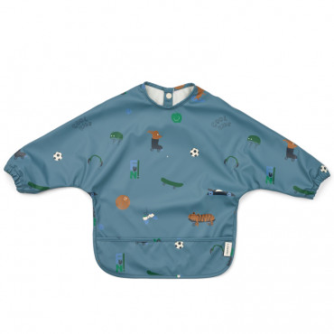 Bavoir à manches plastifié Merle - Fun Beach blue