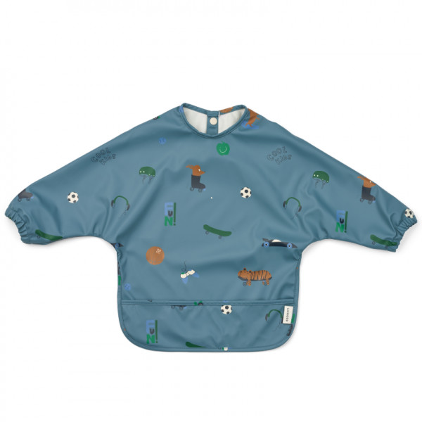 Bavoir à manches plastifié Merle - Fun Beach blue