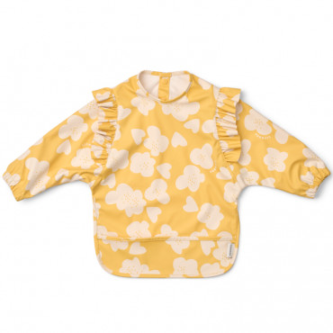 Bavoir à volants à manches Ruffle Merle - Flower Lemon yellow