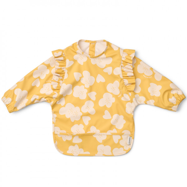 Bavoir à volants à manches Ruffle Merle - Flower Lemon yellow