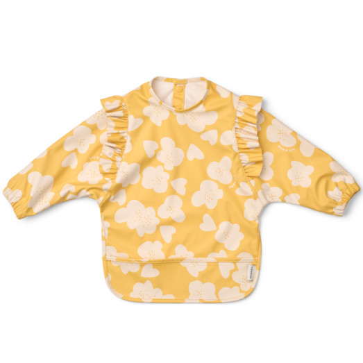 Bavoir à volants à manches Ruffle Merle - Flower Lemon yellow
