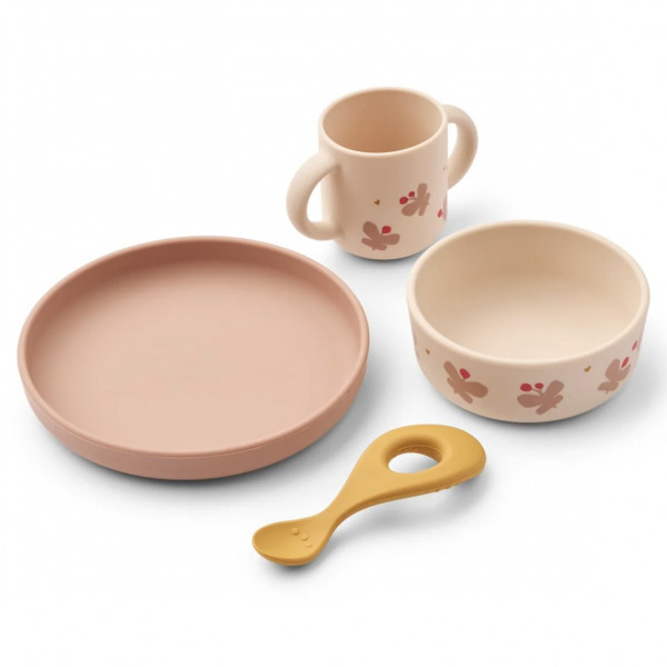Set repas silicone Vivi - Butterfly Apple blossom