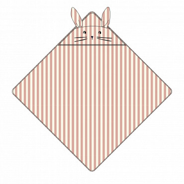 Cape de bain à rayures Albert - Lapin Coral blush