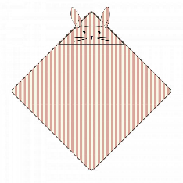 Cape de bain à rayures Albert - Lapin Coral blush