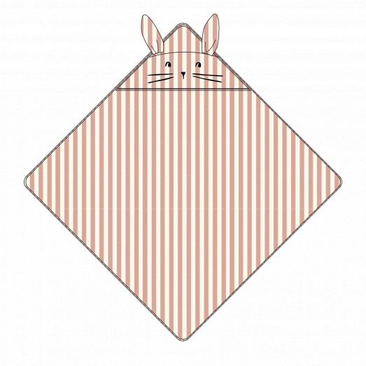 Cape de bain à rayures Albert - Chat Coral blush