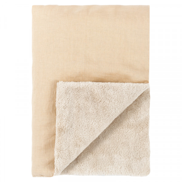 Couverture d'hiver Brodée L1N0 en lin français - Sand