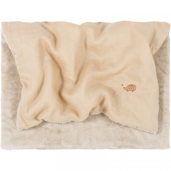 Couverture d'hiver Brodée L1N0 en lin français - Sand