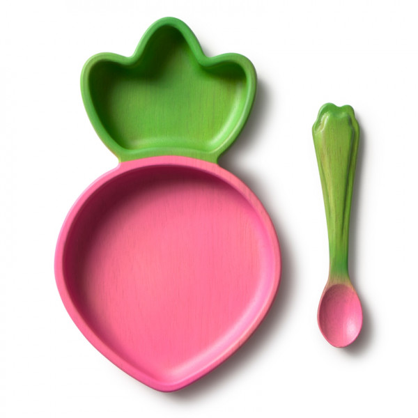 Coffret repas en bois hévéa - Ramona le radis
