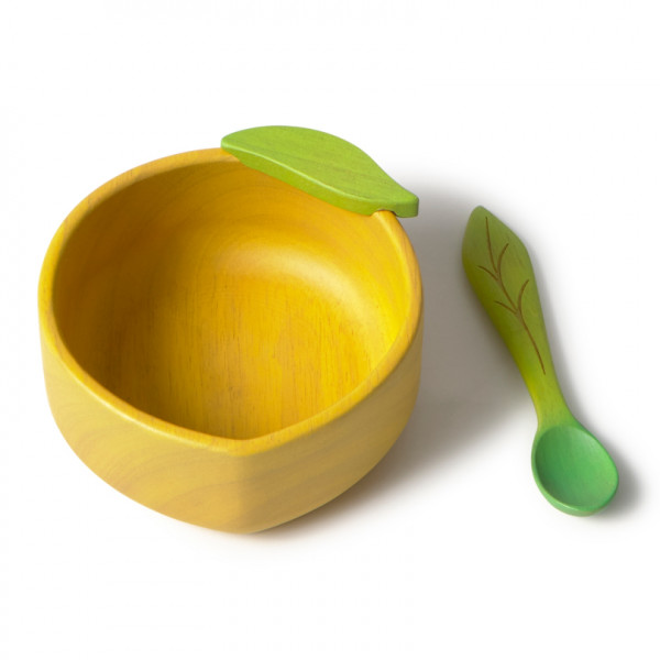 Coffret repas en bois hévéa - Lou le citron