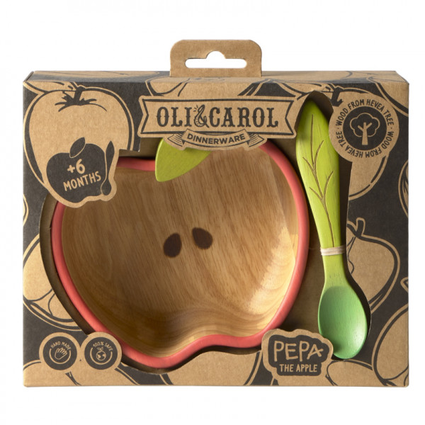 Coffret repas en bois hévéa - Pepa la pomme