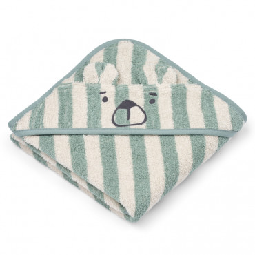 Cape de bain à rayures Albert - Ours Peppermint