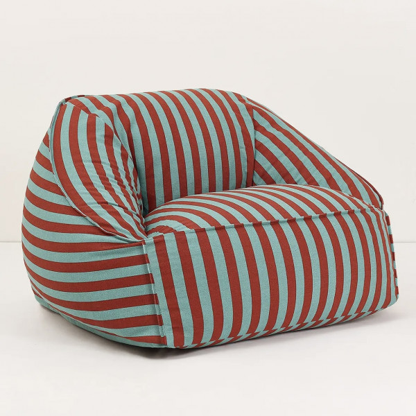Pouf adulte Ziggy à rayures - Rouge et vert