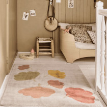 Tapis tufté coton bio - Ginko vert terracotta