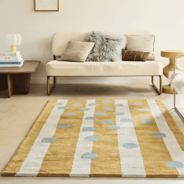 Tapis tufté coton bio - Végétal Ocre