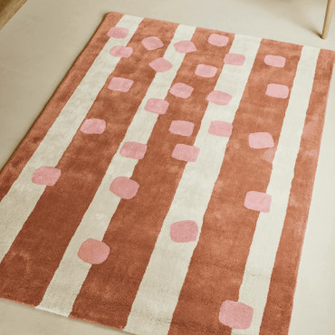 Tapis tufté coton bio - Végétal brique