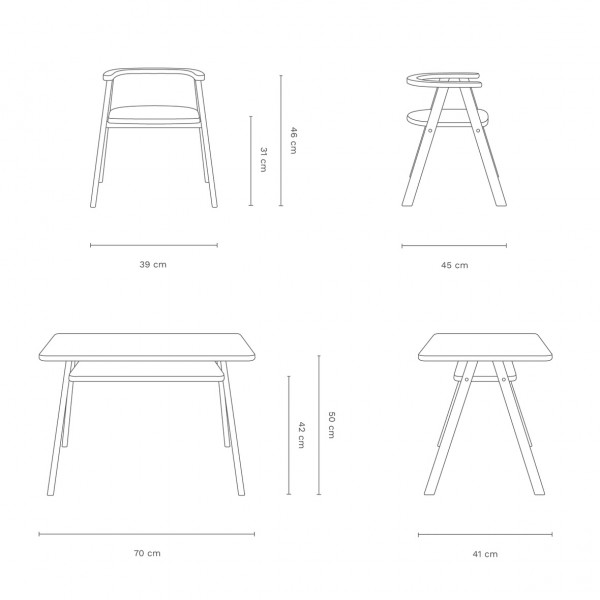 Ensemble bureau et chaise enfant Growing green - Oak wood