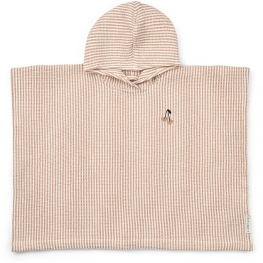 Poncho Paco - Broderie cerise coeur Stripes tuscany rose