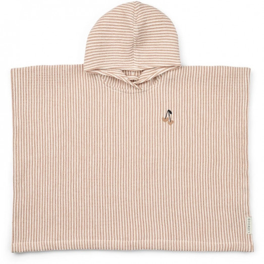 Poncho Paco - Broderie cerise coeur Stripes tuscany rose