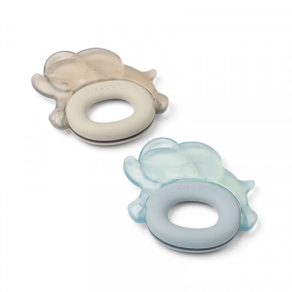 Lot de 2 anneaux de dentition Rita - Eléphant Dove blue sandy