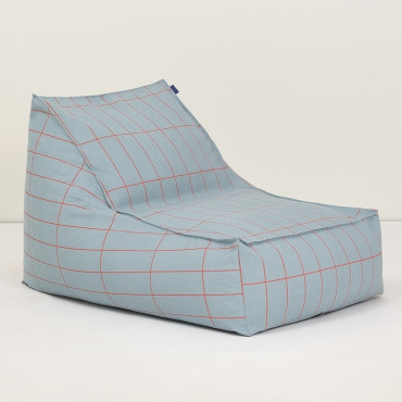 Pouf long Vibes - Bleu et rouge