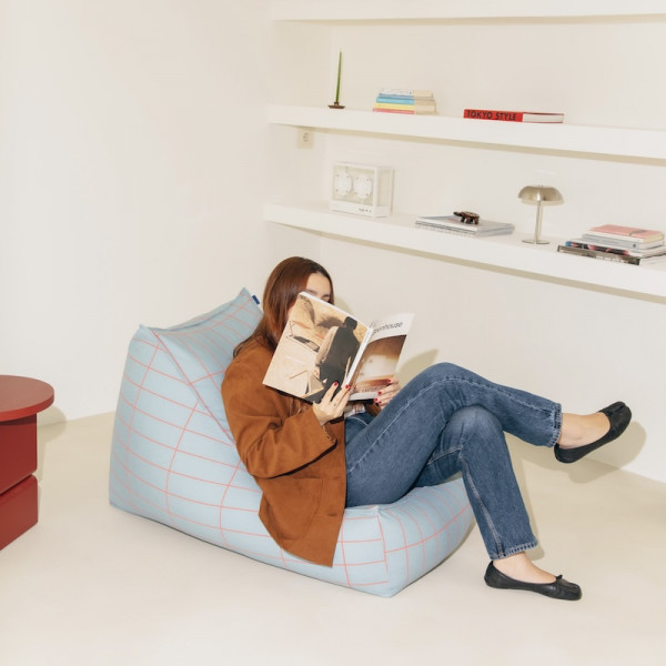 Pouf long Vibes - Bleu et rouge