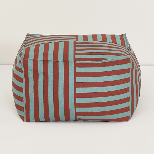 Pouf carré adulte Otto - Rouge et vert