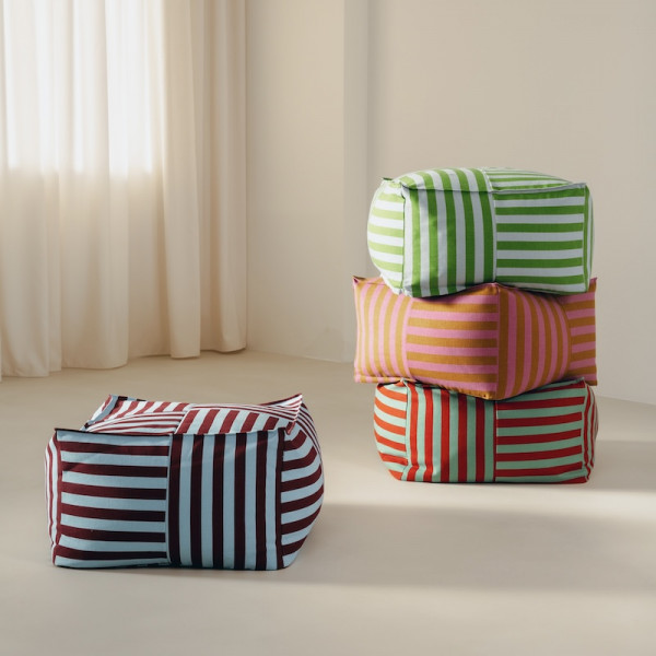 Pouf carré adulte Otto - Rouge et vert