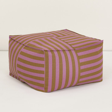 Pouf carré adulte Otto - Rose et moutarde