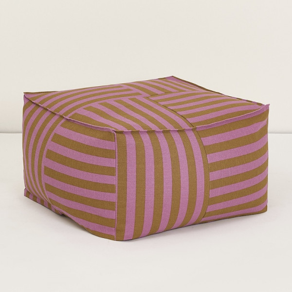 Pouf carré adulte Otto - Rose et moutarde